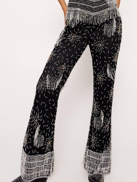 Nasty Gal Pants - Nasty Gal Celestial Beaded Wide-Leg Pants